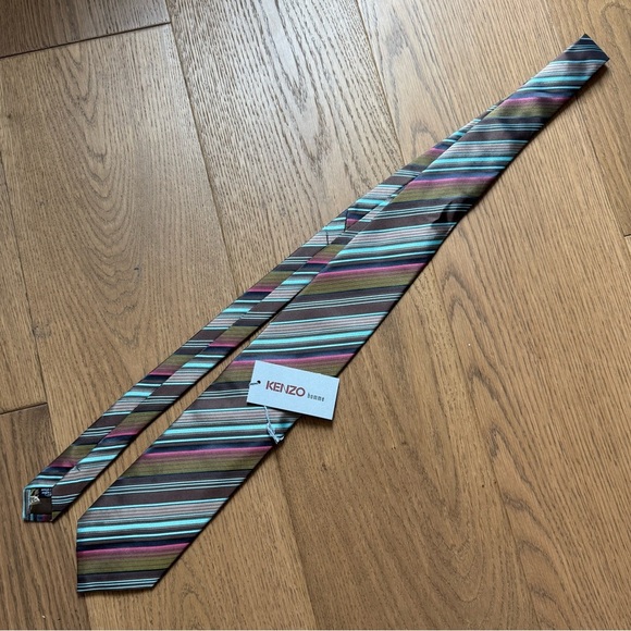 Kenzo Homme Men's Striped Silk Tie Made In Italy - NWT  - Multicolour - Picture 2 of 9